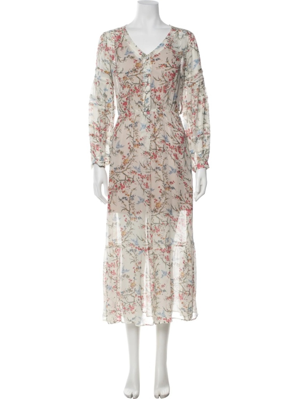 Kooples Long Silk Floral Dress